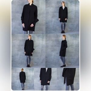 Line the Label black coat size small wool blend lightweight classic quiet luxury